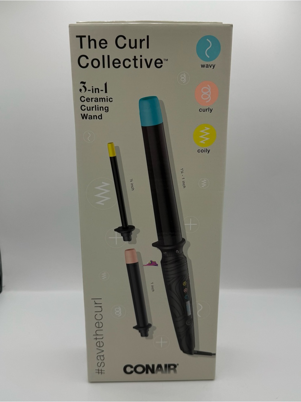 Conair The Curl Collective 3-in-1 Ceramic Curling Wand, 3‎ Interchangeable
